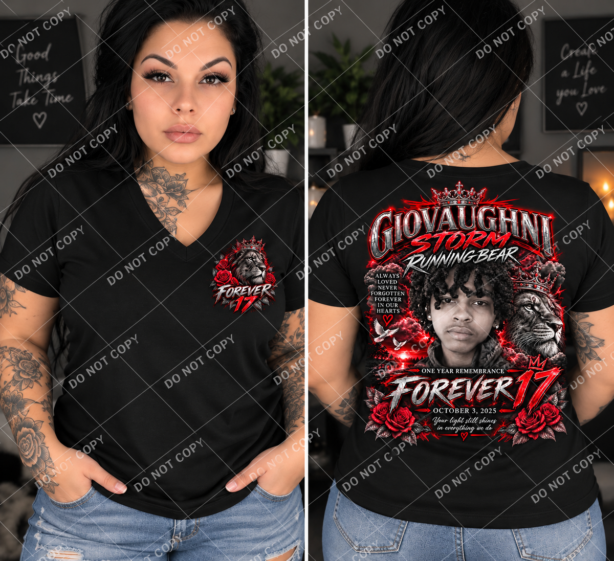 Giovaughni Storm Running Bear – Forever 17 Memorial V-Neck