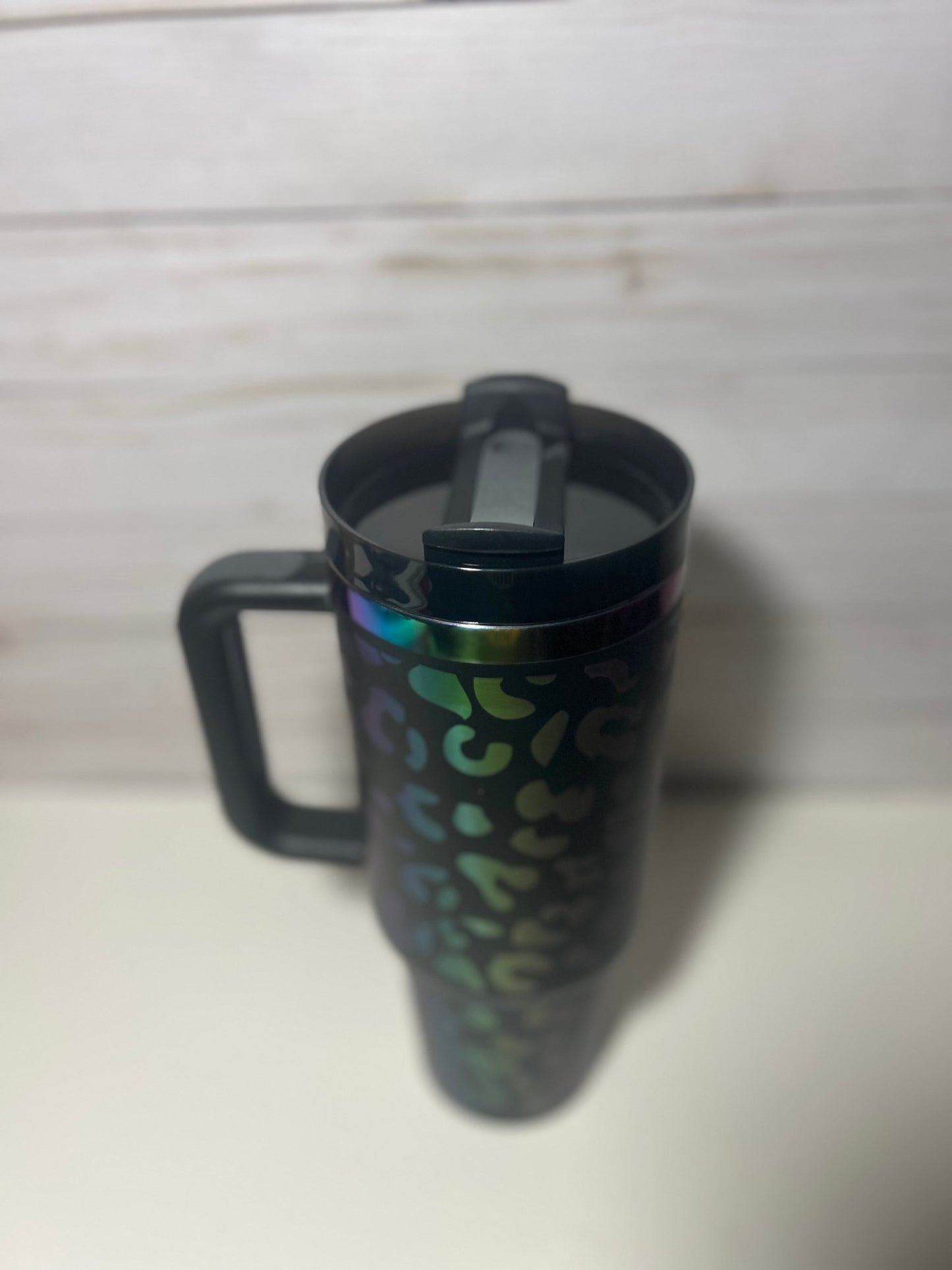 Leopard Engraved Rainbow Plated Stanley 40oz Quencher - Hershey's Creations