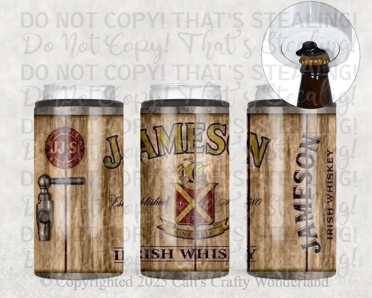 Whiskey Can Cooler with Bottle Opener - Hershey's Creations