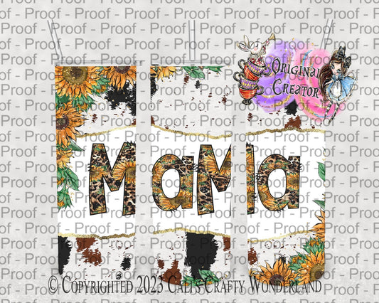 Cowhide Mama Tumbler: Sunflower Western Cup (20 oz) - Hershey's Creations