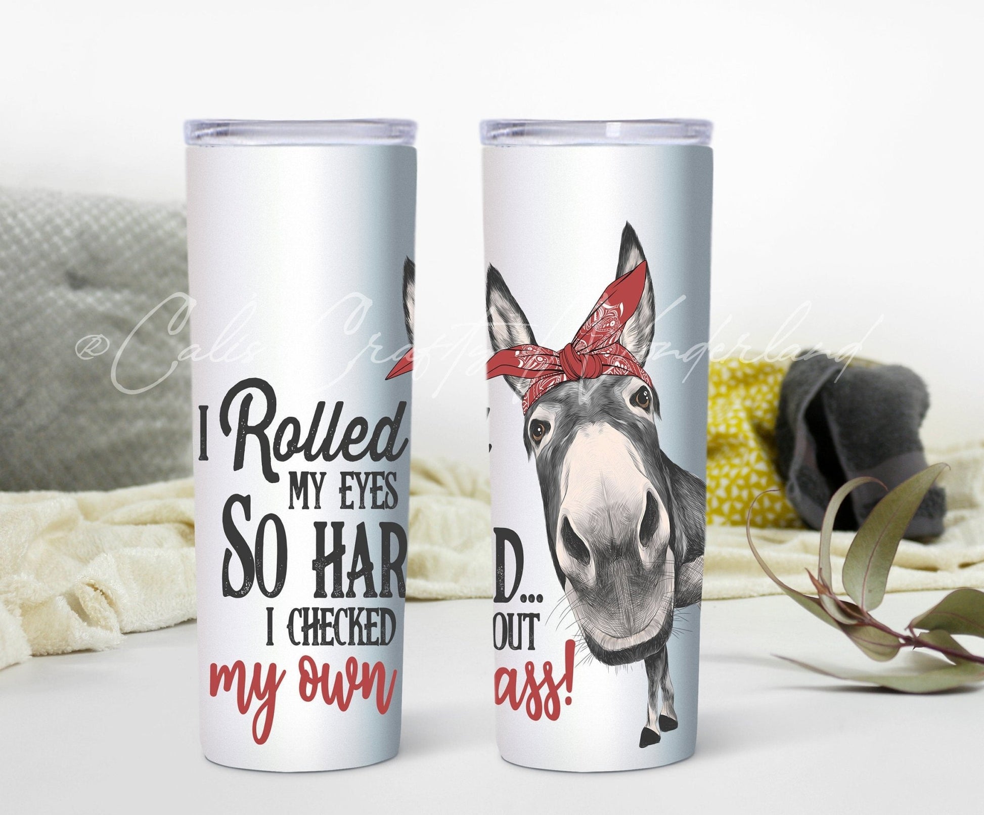 Donkey Tumbler - I Rolled My Eyes So Hard 20oz Skinny - Hershey's Creations