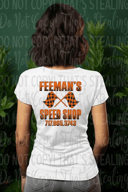 Feeman's Speed Shop Women's V - Neck Tee - Hershey's Creations