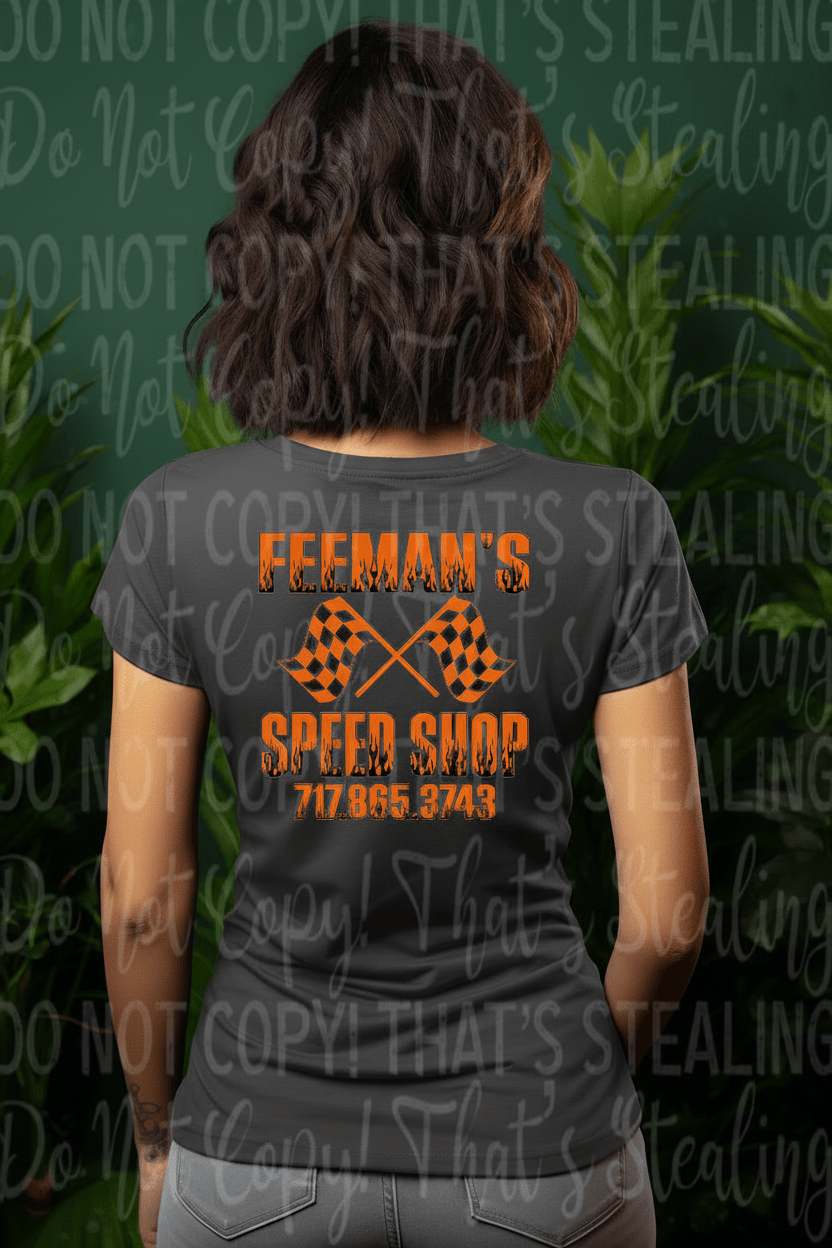 Feeman's Speed Shop Women's V - Neck Tee - Hershey's Creations