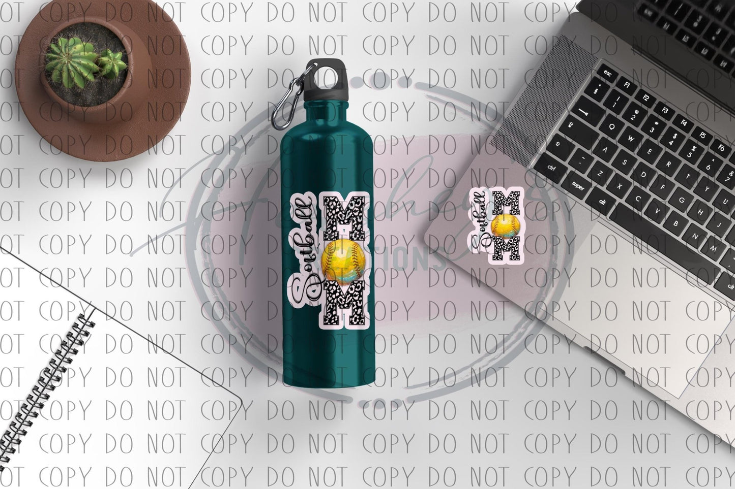 Leopard Softball Mom Sticker: Water Resistant Vinyl Decal - Hershey's Creations