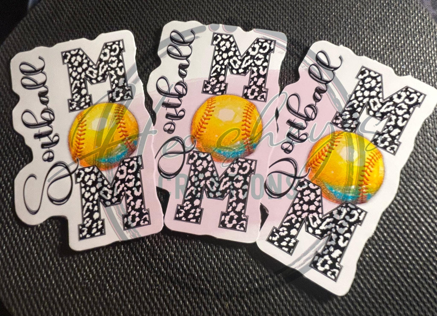 Leopard Softball Mom Sticker: Water Resistant Vinyl Decal - Hershey's Creations