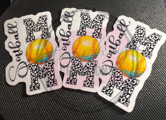 Leopard Softball Mom Sticker: Water Resistant Vinyl Decal - Hershey's Creations