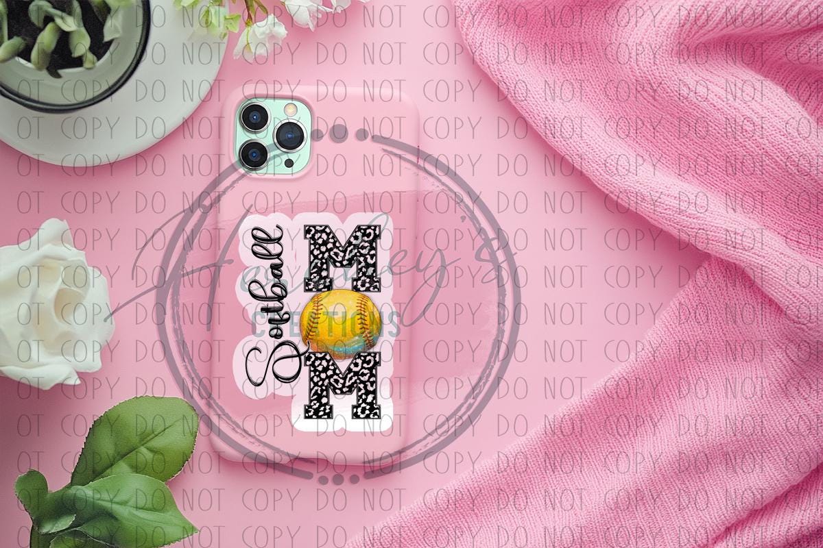 Leopard Softball Mom Sticker: Water Resistant Vinyl Decal - Hershey's Creations