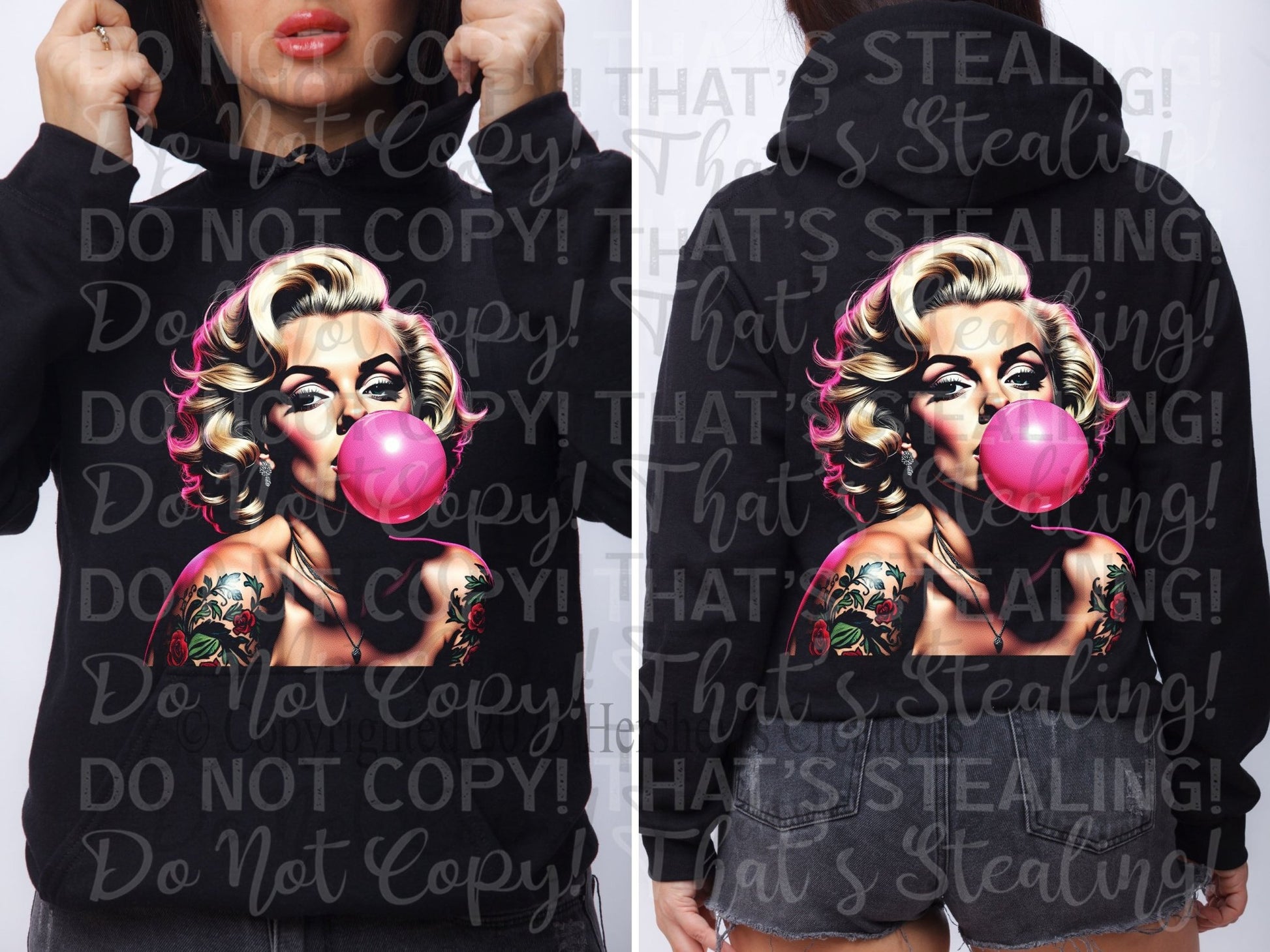 Marilyn Monroe Bubble Gum Pop Art Pullover Hoodie - Hershey's Creations