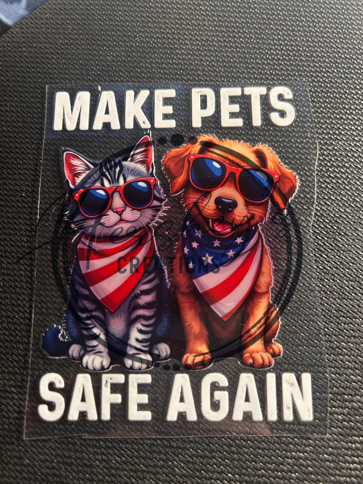Patriotic Cat & Dog Sticker: Funny Pet Safety USA Decal - Hershey's Creations