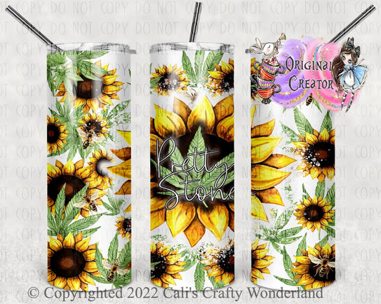 Pretty Stoner Tumbler, 20 oz Skinny tumbler,Stoner Gift, Stoner Mom Tumbler, Mom Gift, Weed Tumbler, Smoke Tumbler - Hershey's Creations
