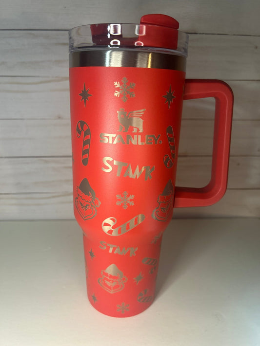 Red Stanley Grinch Engraved 40oz Quencher - Hershey's Creations