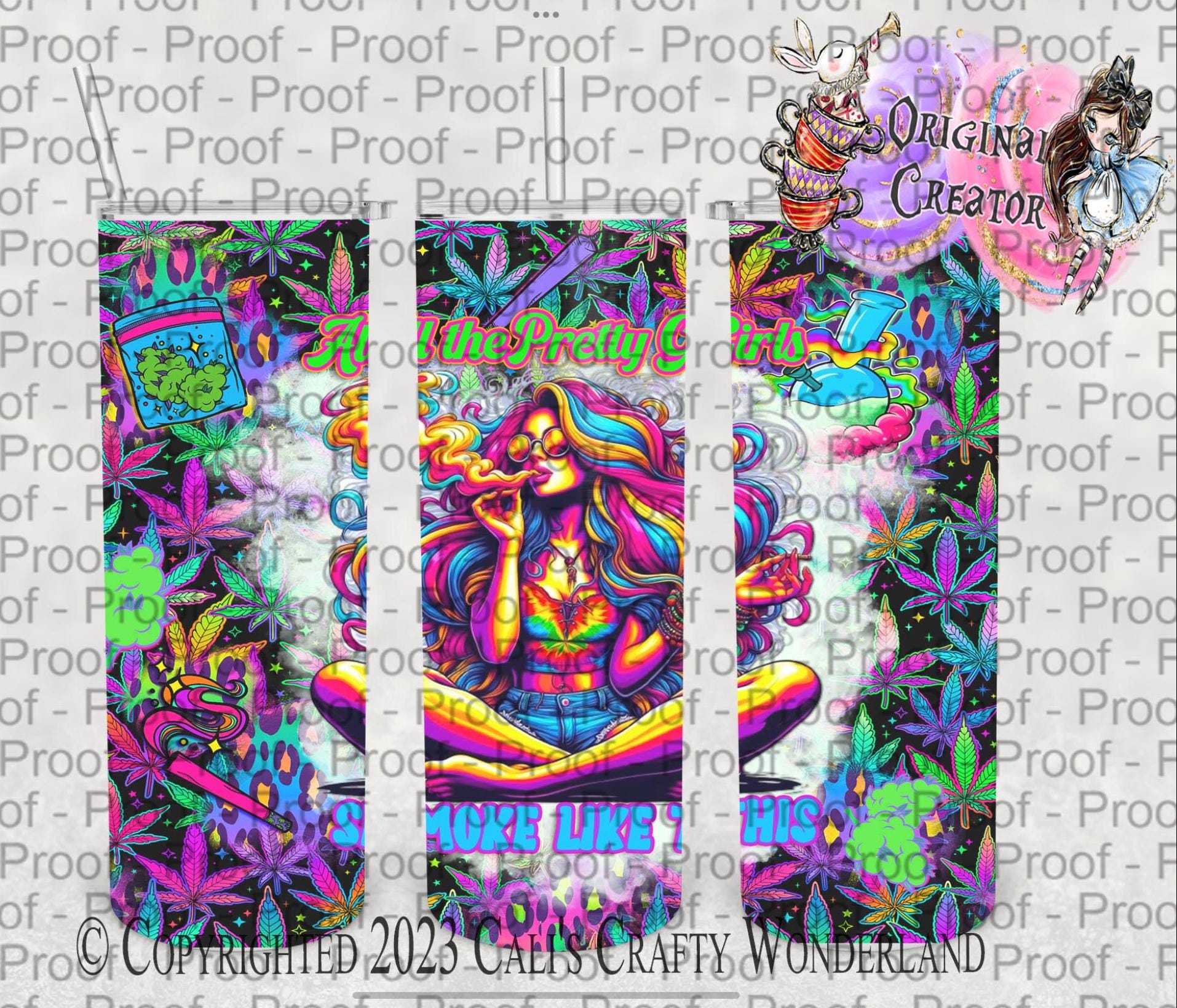 Retro Rainbow Stoner Tumbler: 20oz Skinny Cold Smoke Tumbler - Hershey's Creations