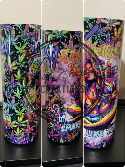 Retro Rainbow Stoner Tumbler: 20oz Skinny Cold Smoke Tumbler - Hershey's Creations