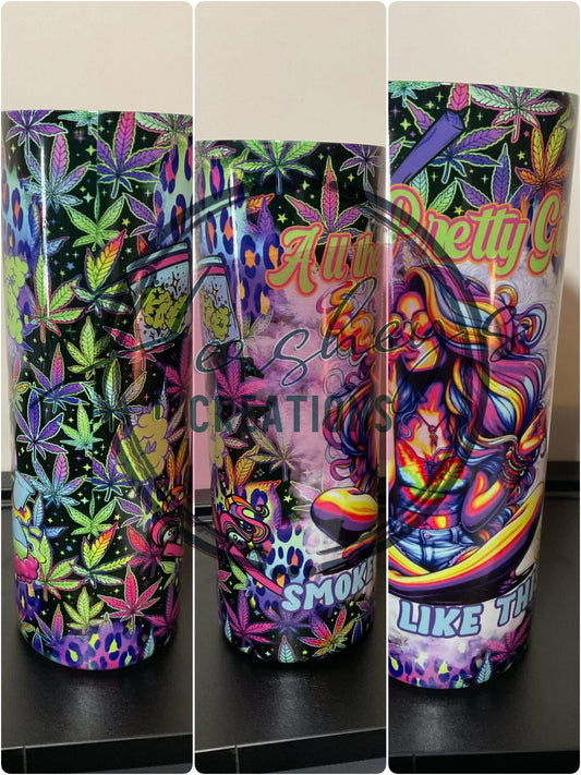 Retro Rainbow Stoner Tumbler: 20oz Skinny Cold Smoke Tumbler - Hershey's Creations