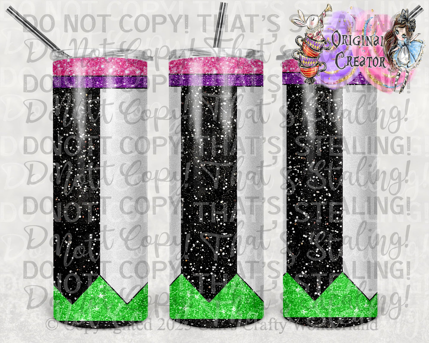 Showtime Teacher Pencil Tumbler - Striped Spooky Drinkware - Hershey's Creations