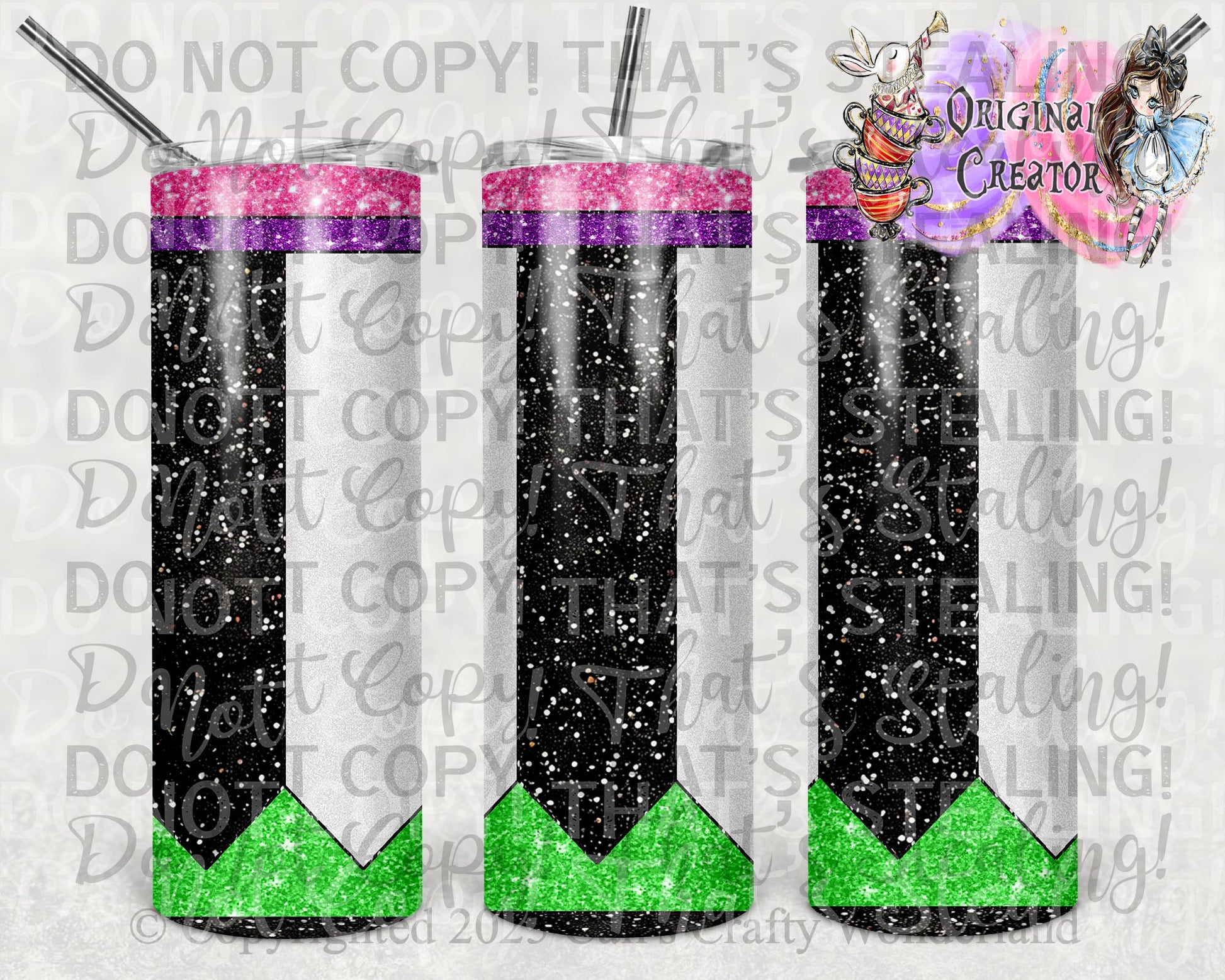 Showtime Teacher Pencil Tumbler - Striped Spooky Drinkware - Hershey's Creations
