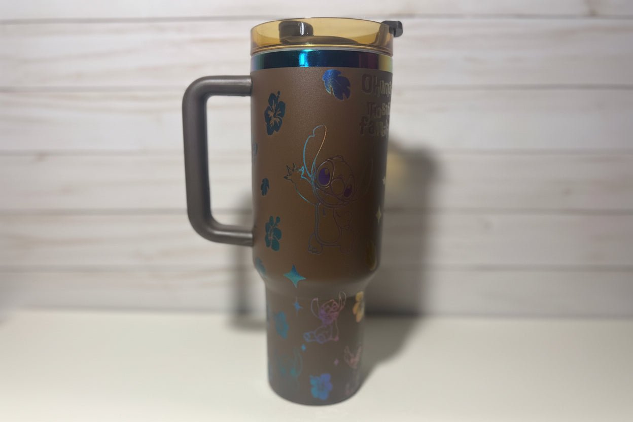 Stitch Engraved Chocolate Stanley 40oz Quencher - Rainbow Plated - Hershey's Creations