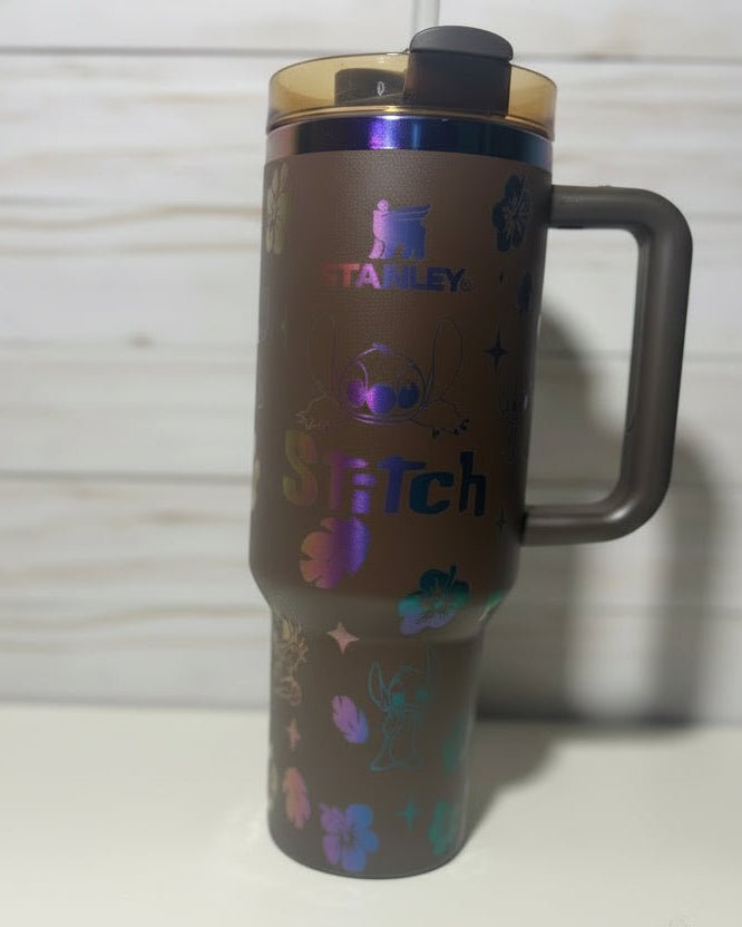 Stitch Engraved Chocolate Stanley 40oz Quencher - Rainbow Plated - Hershey's Creations