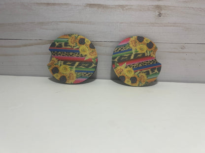 Sunflower leopard Car Coaster - Hershey's Creations