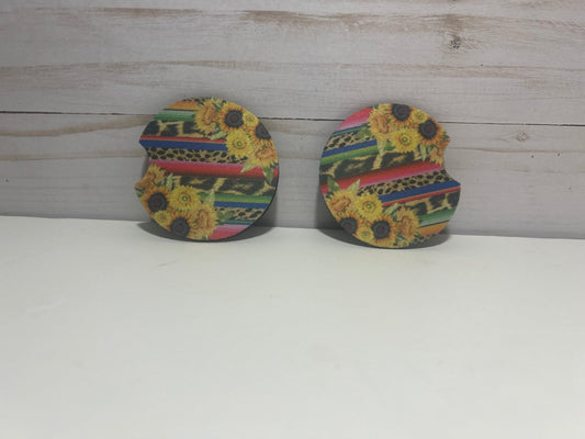Sunflower leopard Car Coaster - Hershey's Creations