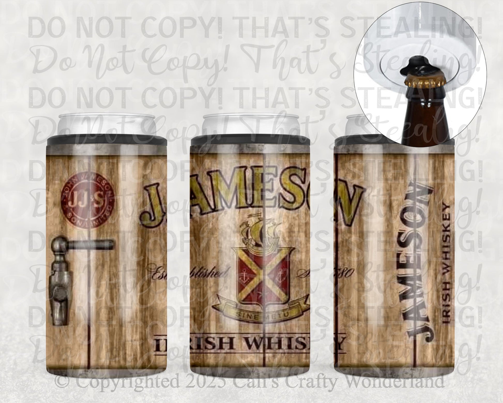 Whiskey Can Cooler with Bottle Opener - Hershey's Creations